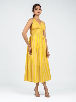 Branche - Mustard Cotton Stripes Dress
