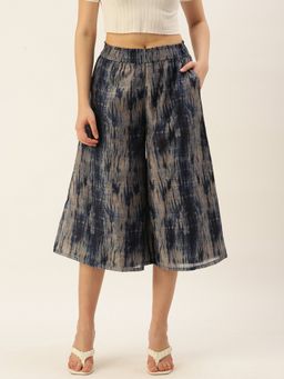 De Moza - Women Culottes Printed Polyester Indigo