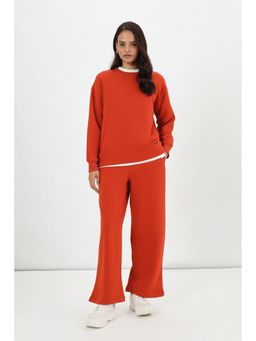 Femmella - Rust Crew Neck Fleece Sweatshirt