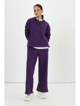 Femmella - Deep Purple Button Down Fleece Hoodie