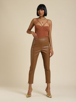 Label Ritu Kumar - Brown Cut-Out Bodysuit