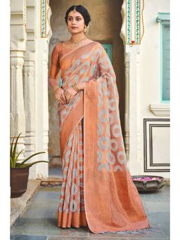 EXCLUSIVA - Grey Organza Saree with Unstitched Blouse