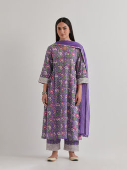 Priya Chaudhary - Printed Light Purple Kurtas (Set of 3)