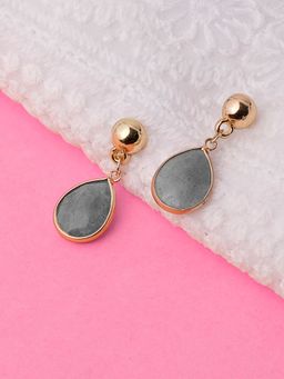 Lilly & Sparkle - Grey Gold-Toned Contemporary Drop Earrings