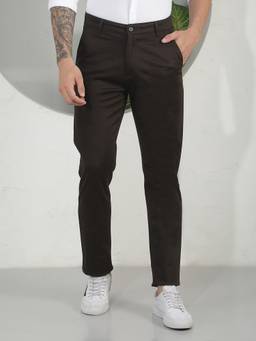 CRIMSOUNE CLUB - Men Olive Solid Trousers