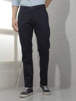 CRIMSOUNE CLUB - Men Navy Blue Straight Trousers