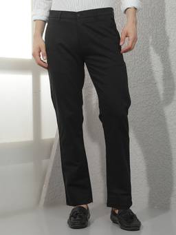 CRIMSOUNE CLUB - Men Black Straight Trousers