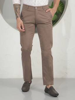 CRIMSOUNE CLUB - Men Khaki Straight Trousers