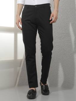 CRIMSOUNE CLUB - Men Black Solid Trousers