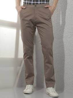 CRIMSOUNE CLUB - Men Khaki Solid Trousers