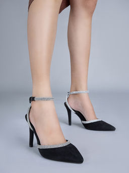 RSVP by Nykaa Fashion - Black Diamante Embellished Pointed Toe Stiletto Heels