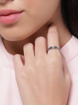 GIVA - AVNI by 925 Oxidised Silver Wing Adjustable Ring for women