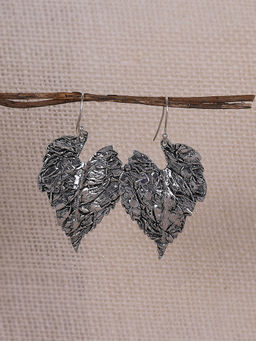 GIVA - Oxidised Silver Leaf Dangle Earrings