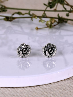 GIVA - Oxidised Silver Rose Earrings