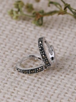 GIVA - Oxidised Silver Mini Hoop Earrings