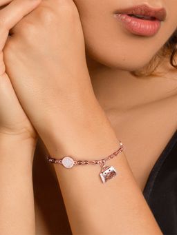 GIVA - 925 Sterling Silver Rose Gold Weave Charm Adjustable Bracelet for Women