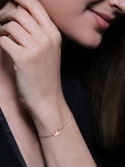 GIVA - 925 Sterling Silver Rose Gold Princess Crown Adjustable Bracelet for Women