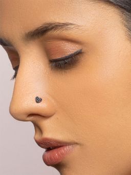 GIVA - 925 Oxidised Silver Mini Heart Nose Pin For Women and Girls