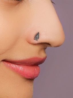 GIVA - 925 Oxidised Silver Arrow Nose Pin For Women and Girls