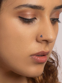 GIVA - 925 Oxidised Silver Triangle Nose Pin For Women and Girls