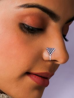 GIVA - 925 Oxidised Silver Bead Triangle Clip On Nose Pin For Women