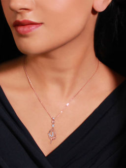 GIVA - 925 Sterling Silver Rose Gold Zircon Fairy Pendant with Box Chain Necklace for Women and Girls