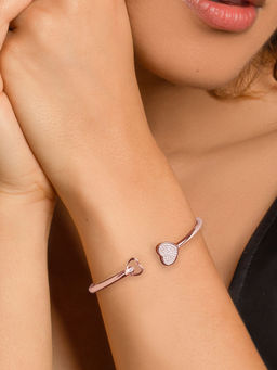 GIVA - 925 Sterling Silver Rose Gold Dual Heart Adjustable Bracelet for Women