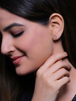 GIVA - 925 Sterling Silver Rose Gold Flower Circle Stud Earring for Women and Girls