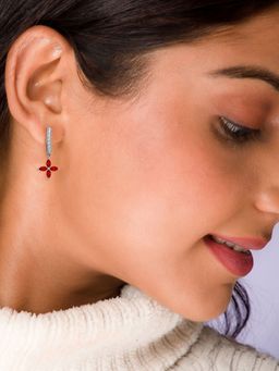 GIVA - 925 Sterling Silver Fiery Orange Flower Stud Earring for Women and Girls