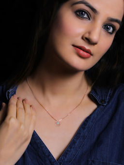 GIVA - 925 Sterling Silver Rose Gold Flower Pendant with Link Chain for Women and Girls