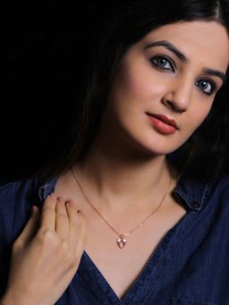 GIVA - 925 Sterling Silver Rose Gold Charming Heart Pendant with Link Chain for Women