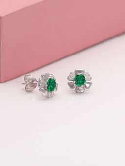 GIVA - 925 Sterling Silver Dark Green Flower Earrings for Women
