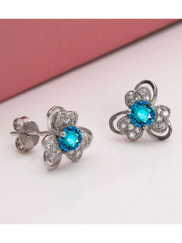 GIVA - 925 Sterling Silver Aqua Blue Flower Earrings for Women