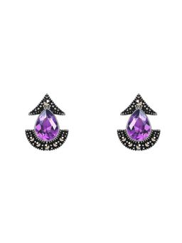 GIVA - 925 Oxidised Silver Lavender Earrings for Women