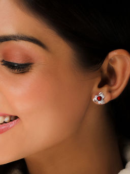 GIVA - 925 Sterling Silver Ruby Red Flower Earrings for Women