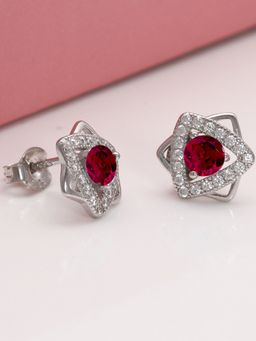 GIVA - 925 Sterling Silver Ruby Red Star Earrings for Women