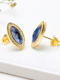 GIVA - 925 Sterling Golden Sapphire Blue Marquise Earrings for Women
