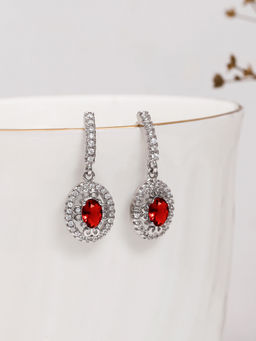 GIVA - 925 Sterling Silver Radiant Red Drop Earrings for Women