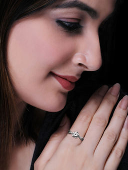 GIVA - 925 Sterling Silver Zircon Shining Flower Adjustable Ring for Women