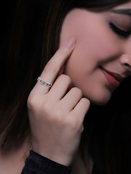 GIVA - 925 Sterling Oxidised Silver Weave Adjustable Ring For Women