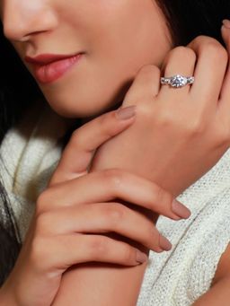 GIVA - 925 Sterling Silver Zircon Studded Adjustable Ring For Women