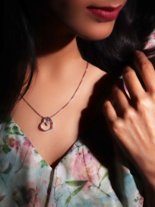 GIVA 925 Sterling Silver Dazzling Zircon Heart Pendant With Link Chain For Women