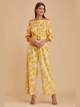 BOHO-CHIC By Sukriti Jain - Yellow Sunny Printed Off Shoulder Jumpsuit