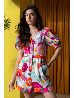 BOHO-CHIC By Sukriti Jain - Pink Vibrant Floral Playsuit