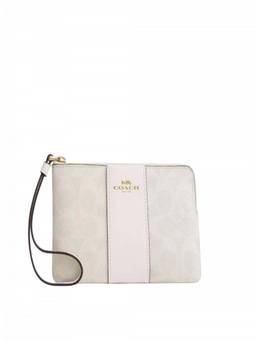 Coach - Off White Signature Corner Zip Wrislet