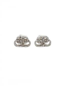 Balenciaga - Silver Crystal Logo Stud Earrings