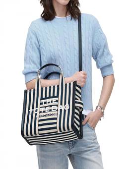 Marc Jacobs - Blue/White Stripe Top Zip Medium Tote Bag