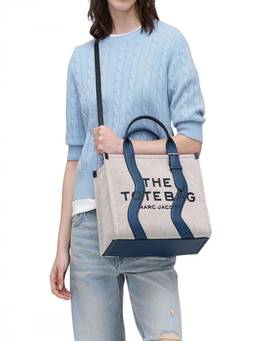 Marc Jacobs - Beige/Navy Wavy Top Zip Medium Tote Bag