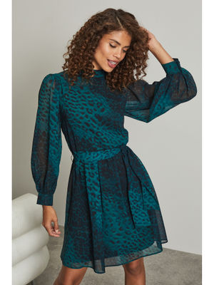 lipsy high neck tie waist dress