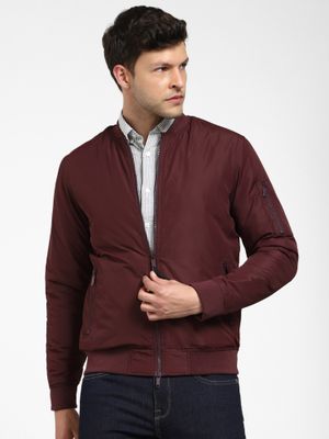 Buy Selected Men Solid Casual Maroon Jacket Online